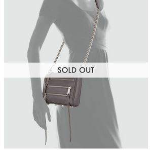 Rebecca Minkoff crossbody grey bag with 3 zippers.